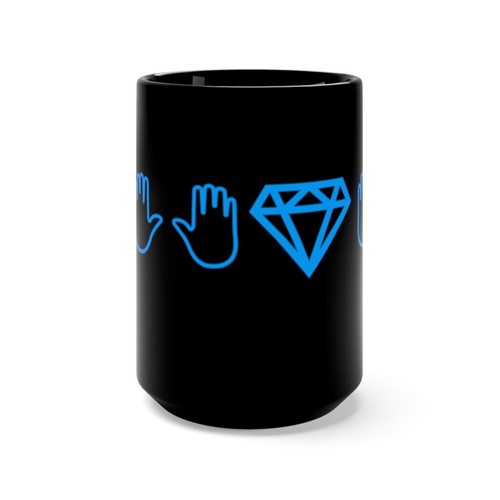 Diamond hands black mug 15oz - hands,
