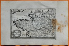 VAN DER AA Gravure originale c1725 CARTE BRETAGNE NORMANDIE Belle-Isle Rennes