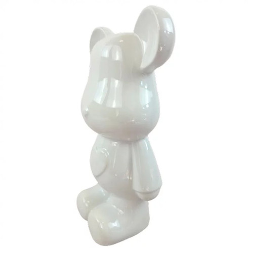 Statue ours céramique blanc