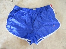 Short vintage nylon années 80 bleu France brillant satin taille 3