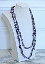 Collier Vintage en Pierre Naturelle Précieuse Améthyste Double Rangs Perles