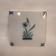 Ancien Carreau Carrelage Faience De Delft 13cm Fleur Tiles Azulejos Déco