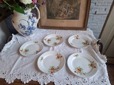5 ASSIETTES A DESSERT CERAMIQUE SAINT AMANDINOISE decor coquelicot