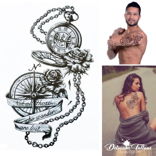 Boussole tatouage temporaire - boussole,