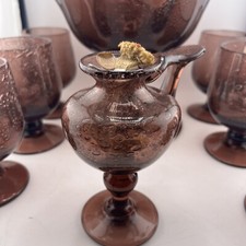 BIOT Lampe à huile provençale / vase / bougeoir verre bullé violet Haut ~14.5 cm