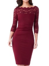 Robe midi manches dentelle -