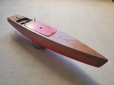 NOVA ACAJOU BATEAU CANOT de BASSIN coque 60 cm JOUET ancien à restaurer