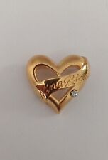 SAINT VALENTIN BROCHE COEUR "NINA RICCI" EN METAL DORE/ STRASS/ ANNEES 1960/1970