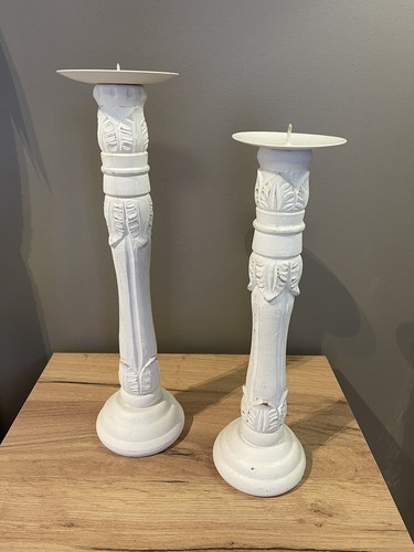 Bougeoirs bois blanc - bois,