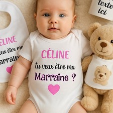 Body bébé ou tee-shirt personnalisable demande marraine