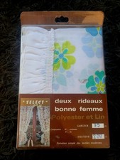 SELECT DEUX RIDEAUX BONNE FEMME POLYESTER ET LIN FLEURS FROUFROU VINTAGE 