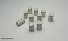 1/50 lot 10 fûts gris clair bidons baril décor train entrepôt maquette miniature