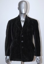 French 1930/40s Black Corduroy Work Chore Jacket Size L Made in France