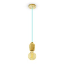Lampe Suspension avec Porte-lampe E27 en Bois avec Câble Blau