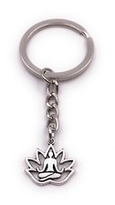 Porte-Clés Lotus Yoga Hindouisme Goa Argent Pendentif Porte-Clés