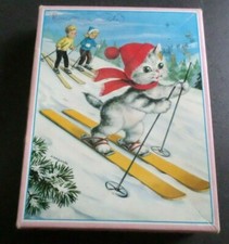 Puzzle vintage années 60 / enfants, chatons, chiots , ski / 4X48 pièces