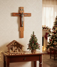 Grand Crucifix Vintage en Bois