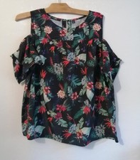Blouse noire à fleurs