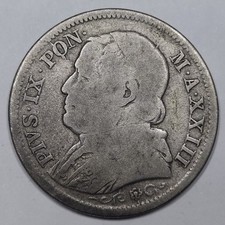 Rare Monnaie Argent, 1 Lira 1869 (anno XXIII) Pius IX - VATICAN