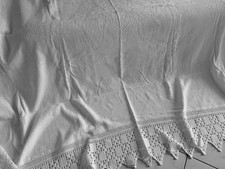 Linge Ancien Couvre Lit De Mariage 1800/1900 2 Cotés Grande Dentelle