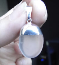 Pendentif pierre roulée CRISTAL DE ROCHE 2 cm métal argenté