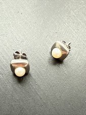 Ancienne Paire De Boucle D’oreille Pendante Argent Massif createur Clous perle 