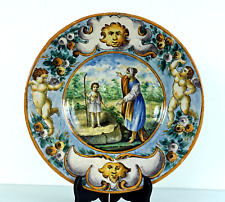 Assiette Faïence Décor Renaissance Italienne Enfant Jésus Berger Majolique XIXèm