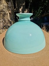 Grand GLOBE Lampe SUSPENSION / LUSTRE / ABAT JOUR Ancien OPALINE VERT CELADON