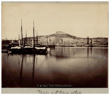 Italia, Napoli, Veduta dall'Entrata del Porto vintage albumen print Tirag