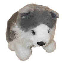 Peluche chien Huski gris blanc