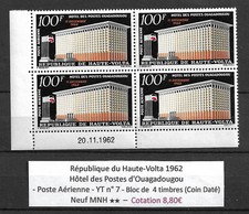 French Upper Volta 1962 - Air Mail YT n° 7 MNH ** Hôtel des Postes d'Ouagadougou