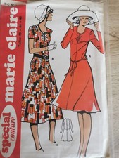 PATRON Marie-Claire -Vintage French 70's ROBE FLUIDE COL DRAPE 40 AU 48