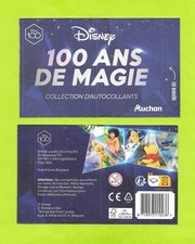 1 pochette Auchan - 100 ans de magie Disney - 1 vignette et 4 cartes