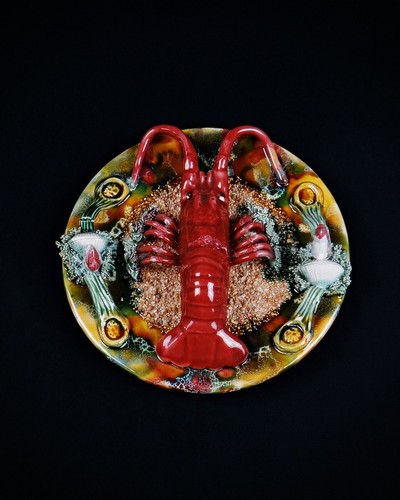 Assiette homard barbotine - en,
