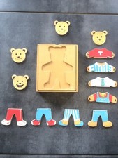 Jouet vintage en bois Puzzle d'éveil multiforme ours à composer