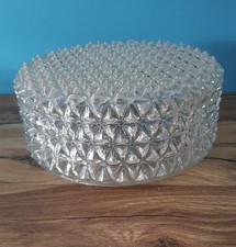 Plafonnier en verre moulé pointe de diamant vintage années 60/70
