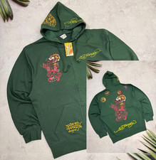 Sweat à capuche zippé Ed Hardy Christian Audigier vert tigre et crâne Y2K...