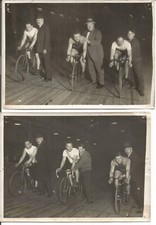 2 Photos Vélodrome d'Hiver. Cyclisme.Michard,Faucheux,Spencer,Moeskop vers 1930.