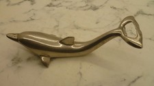 Ancien vintage Décapsuleur En Forme De dauphin acier métal argenté bottle opener