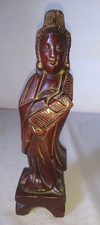 ANCIENNE STATUETTE SCULPTURE FEMME GUAN YIN ASIE EN BOIS EXOTIQUE FAIT MAINS