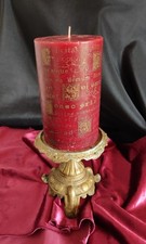 Rare bougeoir d'autel d'église antique, orné de sa bougie.