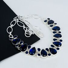 Ancien Saphir Bleu Gemme 925 Argent Sterling Collier Pour Anniversaire Cadeaux