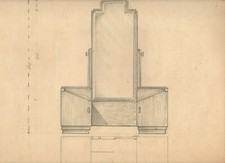 Dessin drawing - projet coiffeuse année 1930/40 - HOUSSEAU - Ameublement