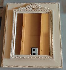Ancien miroir cadre bois avec moulure, cérusé blanc