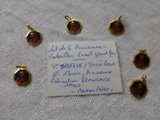 lot de 6 medailles Sainte THERESE metal doré + Email grand feu marron  rose 1960
