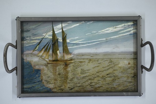 Plateau ancien verre - plateau,