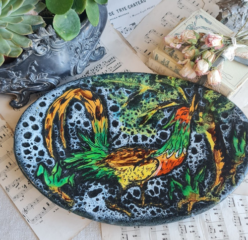 Ancien grand plat coq - ancien,