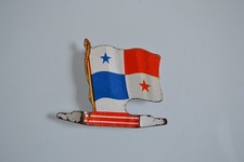 PANAMA DRAPEAU TOLE LITHO VINTAGE DRAPEAURAMA AMERICORAMA L'ALSACIENNE 1960