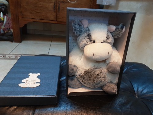 Doudou peluche vache blanc - doudou,