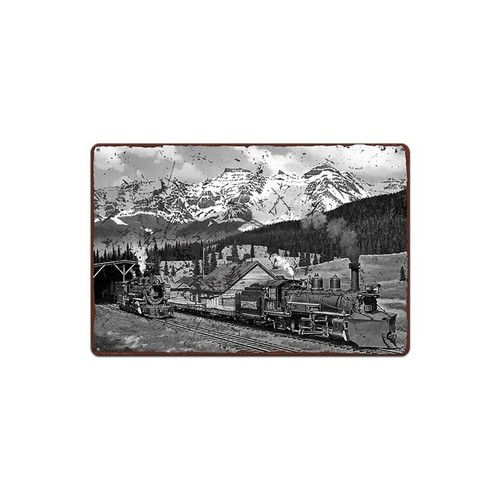 Plaque metal train - train, ancien